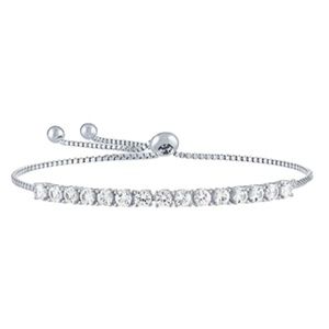 Lab Created White Sapphire Silver Bolo Bracelet